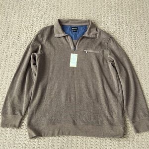 Men’s NWT Taupe Haggar 1/4 zip long sleeve shirt